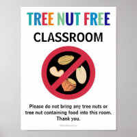 Tree Nut Free Classroom Customised Allergy School