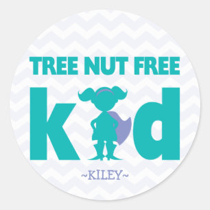 Tree Nut Free Kid Superhero Girl Allergy Stickers