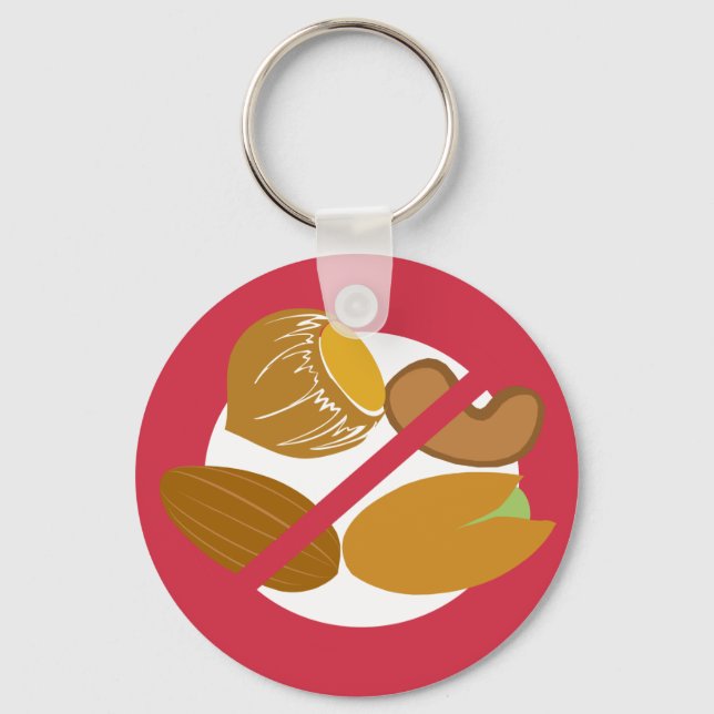 Tree Nut Free Symbol Red Nut Allergy Kids Key Ring (Front)