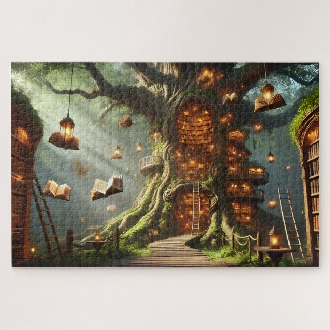 Tree of Endless Tales Books & Magic Library Jigsaw Puzzle (Horizontal)