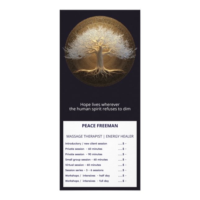 Tree of Eternal Light | Tree of Life Design Rack Card (Front)
