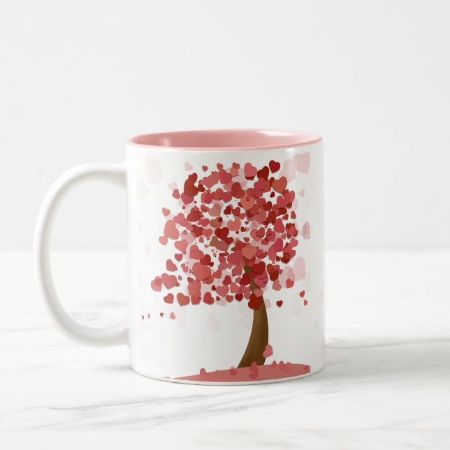 Tree of Hearts cute art hearts Two-Tone Coffee Mug (Left)