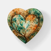 Tree of Hearts Glass Paperweight