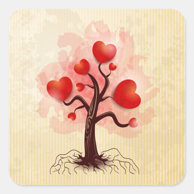 Tree of Hearts Square Sticker (Front)