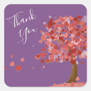 Tree of Hearts thank you cute Square Sticker