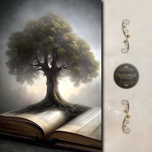Tree of Knowledge Book Decoupage Tissue Paper (Tree of Knowledge Book Decoupage Tissue Paper)