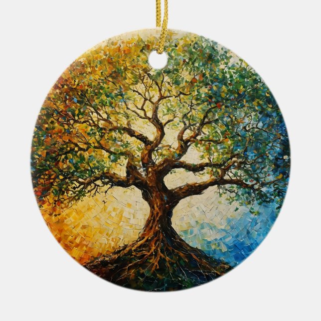 Tree of Knowledge - Oil Painting Ceramic Ornament (Front)
