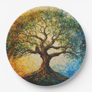 Tree of Knowledge - Oil Painting Paper Plate