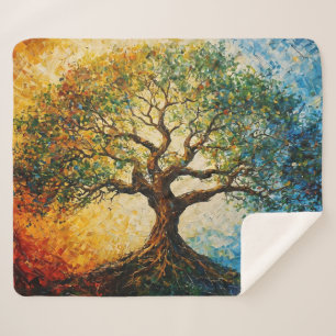 Tree of Knowledge - Oil Painting Sherpa Blanket