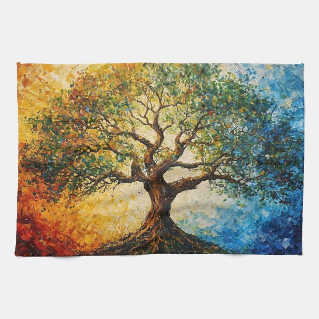 Tree of Knowledge - Oil Painting Tea Towel (Horizontal)