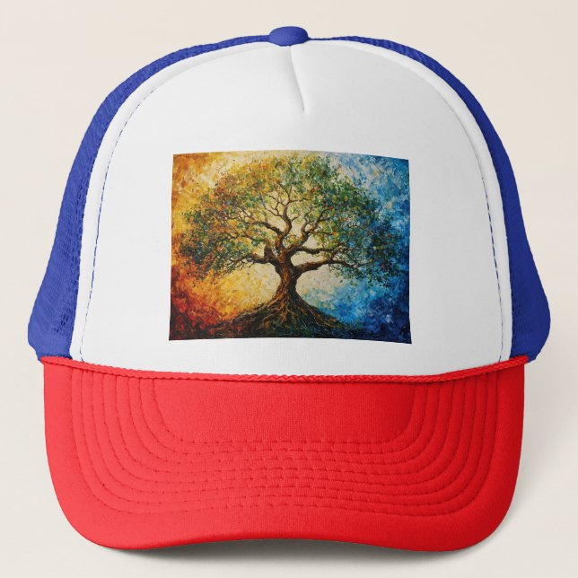 Tree of Knowledge - Oil Painting Trucker Hat (Front)