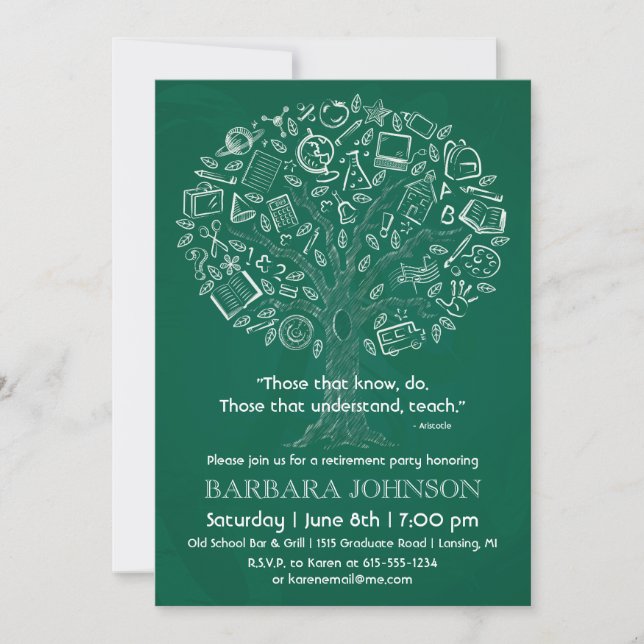 Tree of Knowledge Teacher Retirement Invitation (Front)
