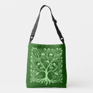 Tree of Life #2 Light and Dark Green  Crossbody Bag