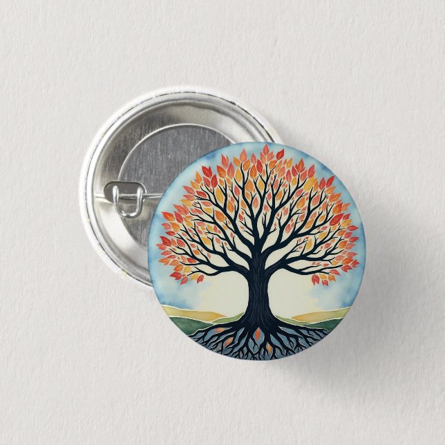 TREE OF LIFE  3 CM ROUND BADGE (Front & Back)