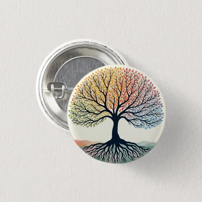 TREE OF LIFE  3 CM ROUND BADGE (Front & Back)