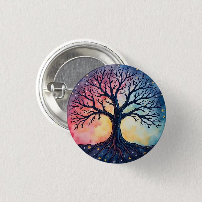 TREE OF LIFE  3 CM ROUND BADGE (Front & Back)