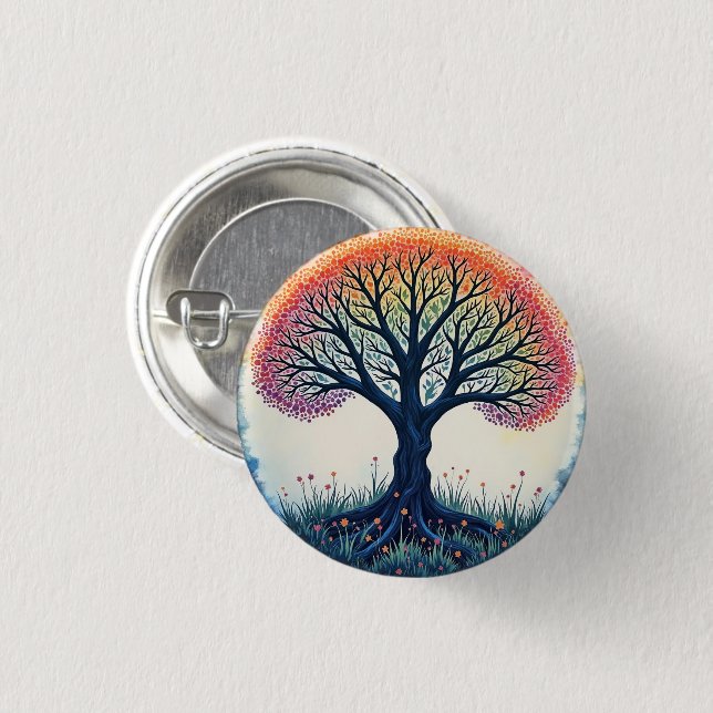 TREE OF LIFE  3 CM ROUND BADGE (Front & Back)