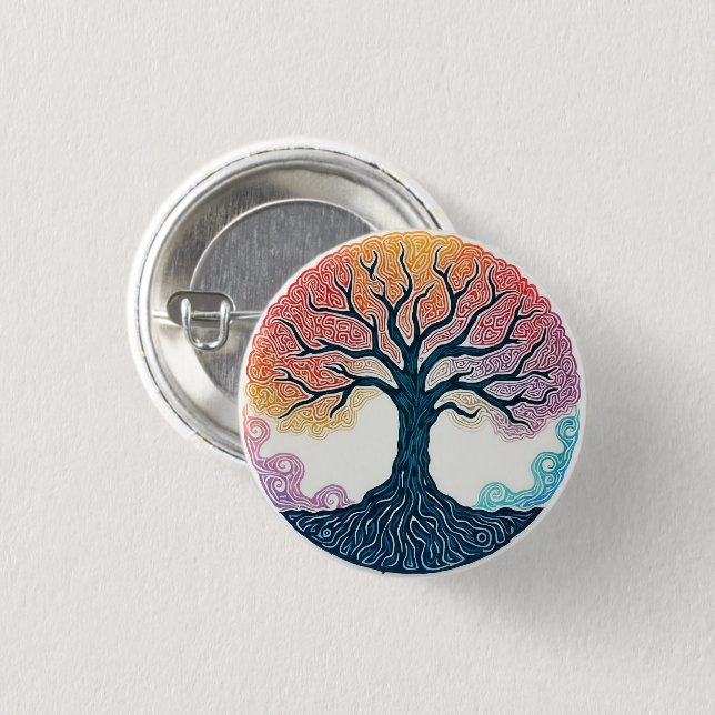 TREE OF LIFE  3 CM ROUND BADGE (Front & Back)