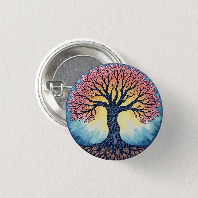 TREE OF LIFE  3 CM ROUND BADGE (Front & Back)