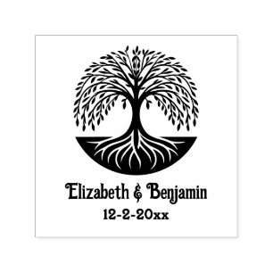 Tree of Life #3 Couple Names Date Self-inking Stamp