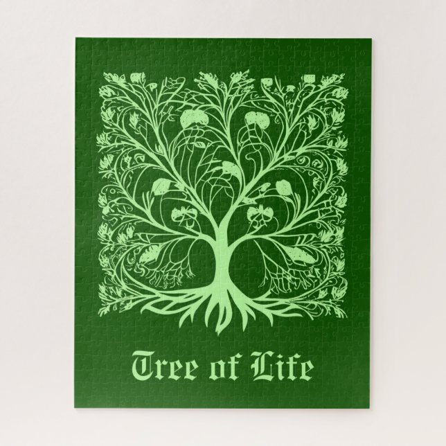 Tree of Life #3 Light and Dark Green  Jigsaw Puzzle (Vertical)