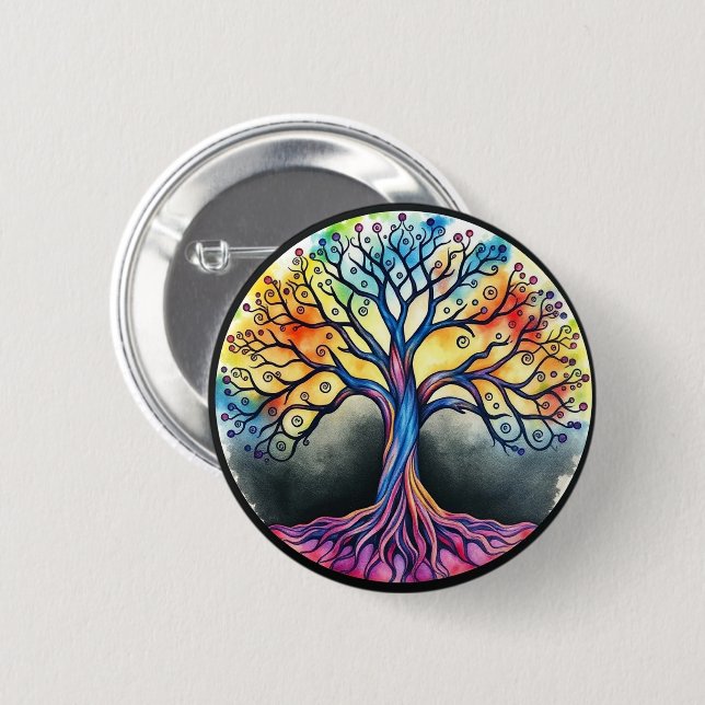Tree of Life 6 Cm Round Badge (Front & Back)
