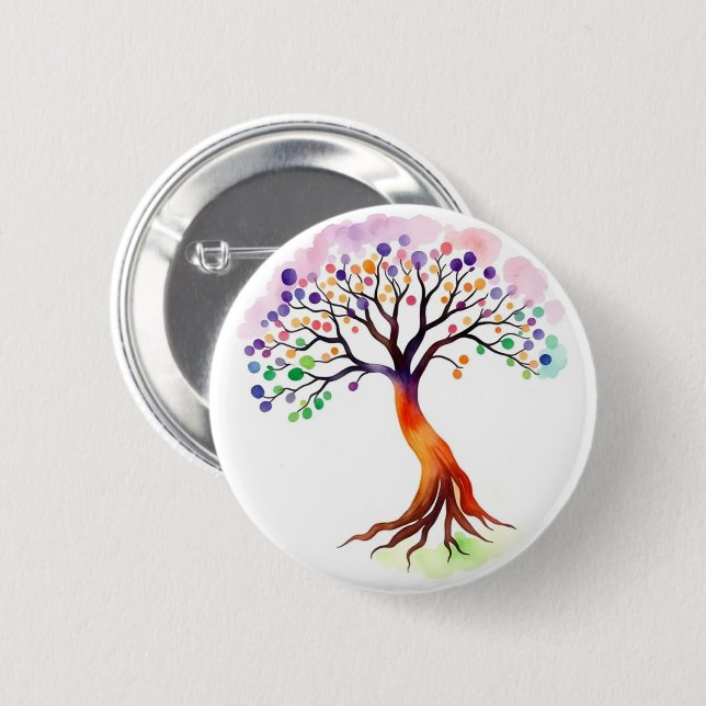 Tree of Life 6 Cm Round Badge (Front & Back)