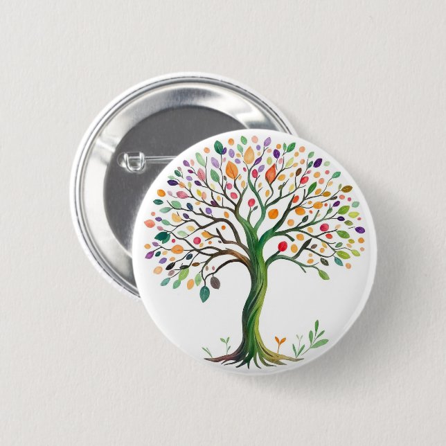 Tree of Life 6 Cm Round Badge (Front & Back)
