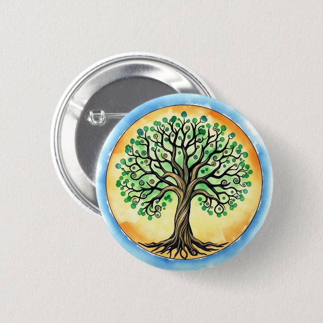 Tree of Life 6 Cm Round Badge (Front & Back)