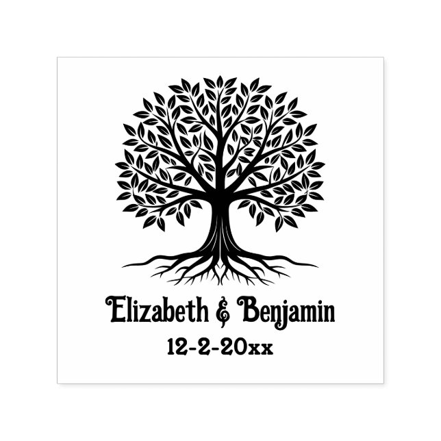 Tree of Life #6 Couple Names Date Self-inking Stamp (Design)