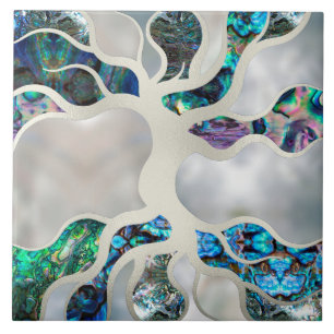 Tree of life - Abalone Shell and Pearl Ceramic Tile