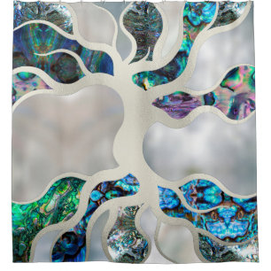 Tree of life - Abalone Shell and Pearl Shower Curtain