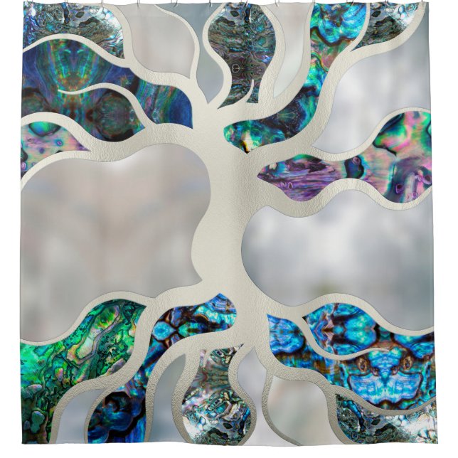 Tree of life - Abalone Shell and Pearl Shower Curtain (Front)
