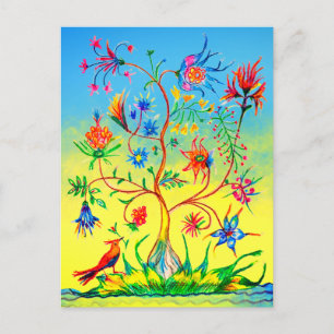 Tree of life and a bird postcard