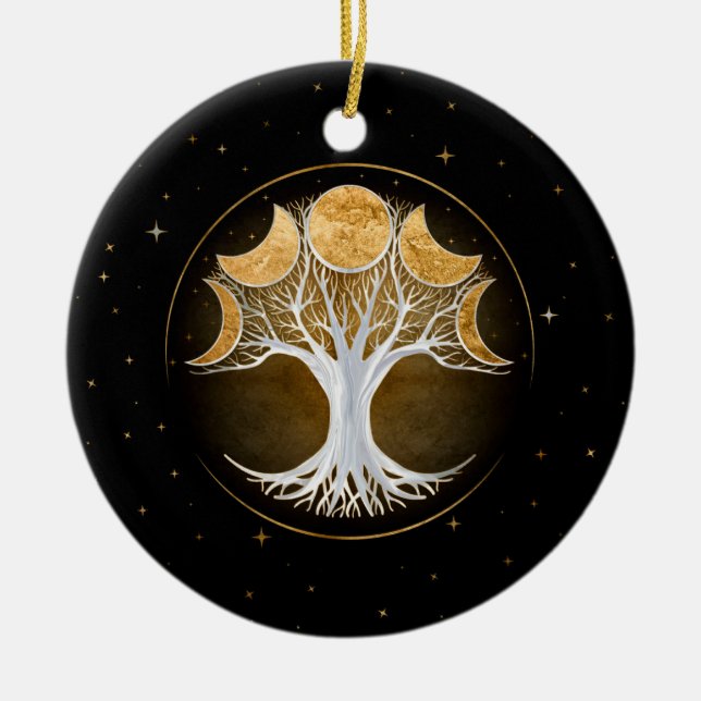 Tree of life and moons ceramic ornament (Front)