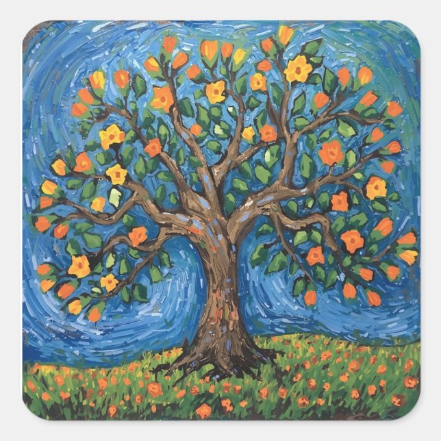 Tree of life artwork,Celtic Square Sticker (Front)