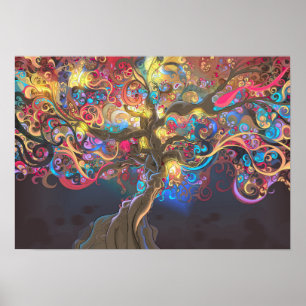 Tree of Life at Night Tapestry Poster