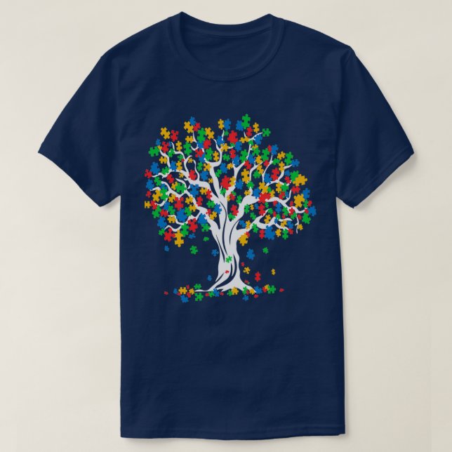 Tree Of Life Autism Awareness Month Funny ASD Supp T-Shirt (Design Front)