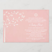 Tree of Life Baby Girl Naming Day Invite Butterfly