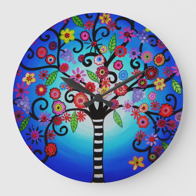 Tree of Life Bar Bat Mitzvah Painting Large Clock (Front)