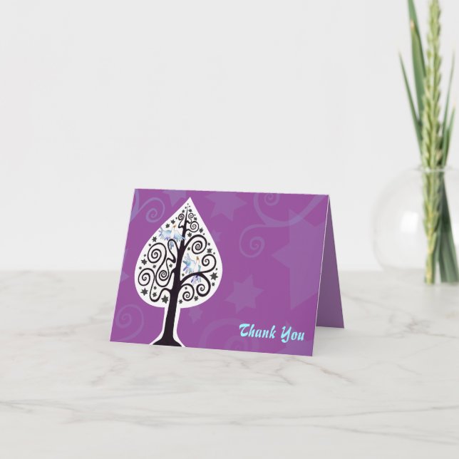 Tree of Life Bat Mitzvah Folded Thank You Card (Front)