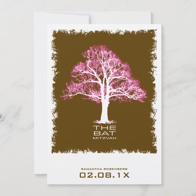 Tree of Life Bat Mitzvah Invitation in Chocolate (Front)