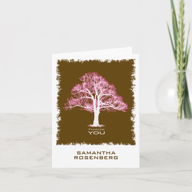 Tree of Life Bat Mitzvah Thank You Card, Chocolate Card (Front)
