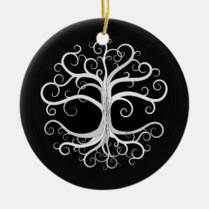 Tree of life Black and White Ceramic Ornament