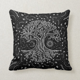 Tree of Life - black and white Cushion