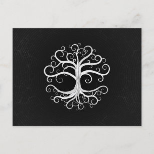 Tree of life Black and White Holiday Postcard