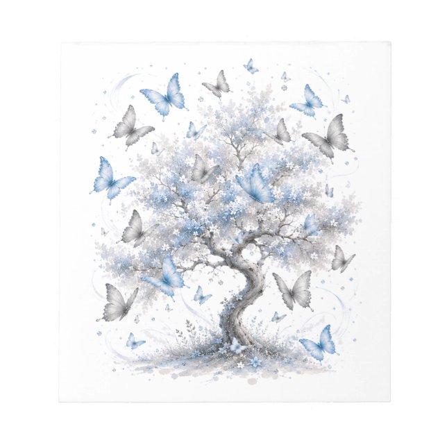 Tree of Life Blue Butterflies Notepad (Front)
