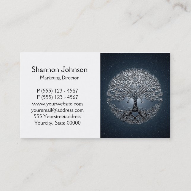 Tree of Life Blue Sky Peaceful Night Business Card (Back)