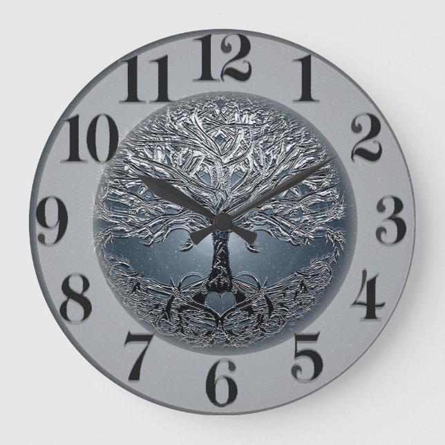 Tree of Life Blue Sky Peaceful Night Large Clock (Front)