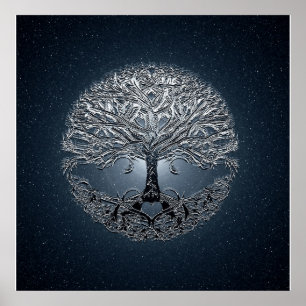 Tree of Life Blue Sky Peaceful Night Poster